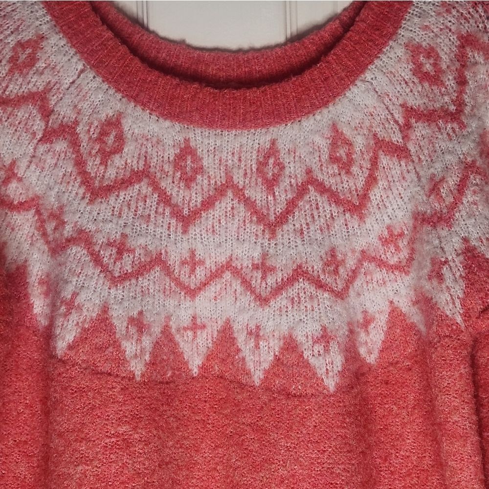 Sonoma  L Crewneck Winter Pattern Coral Pullover Knit LngSlve Women’s Sweater - Picture 5 of 5